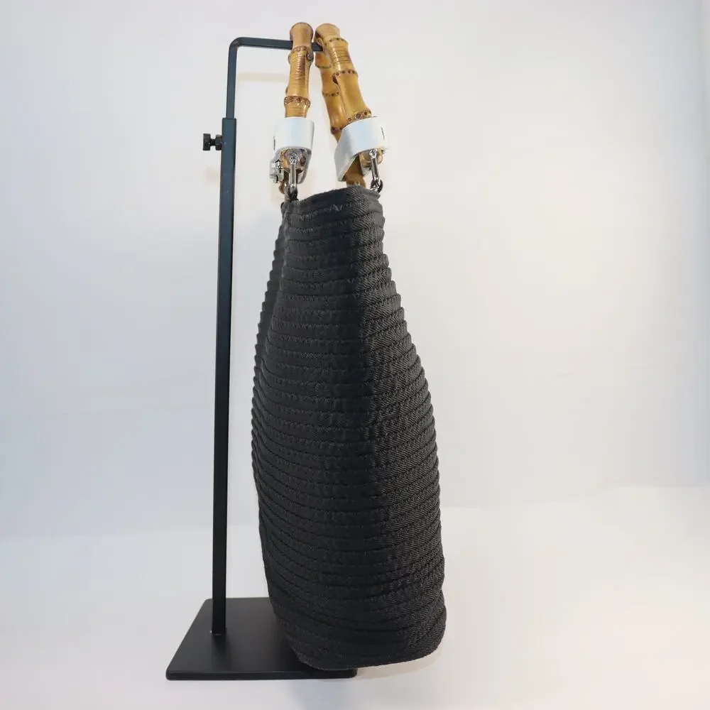Gucci Black Woven‎ Tote with Bamboo Handles – Chic Italian Style